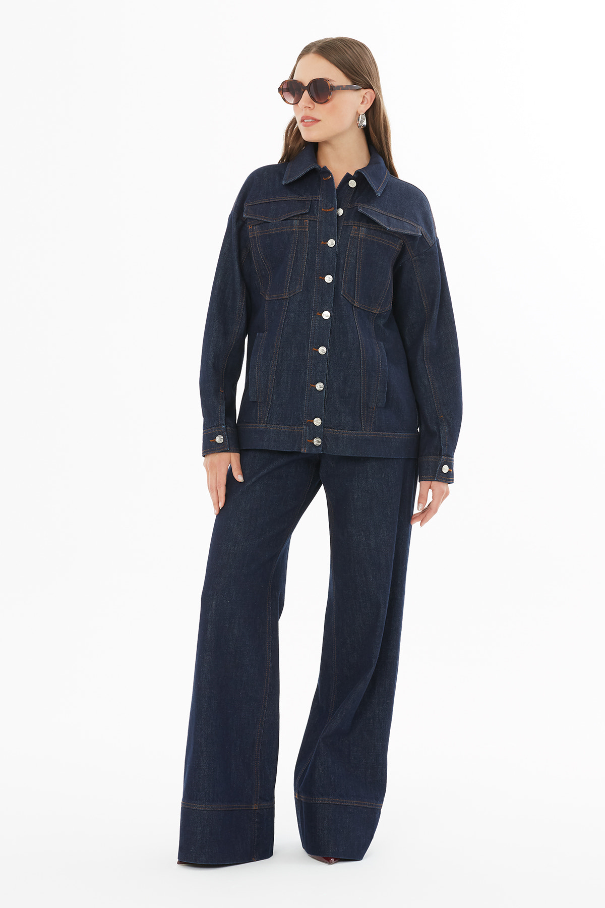 Dikiş Detaylı Denim Ceket