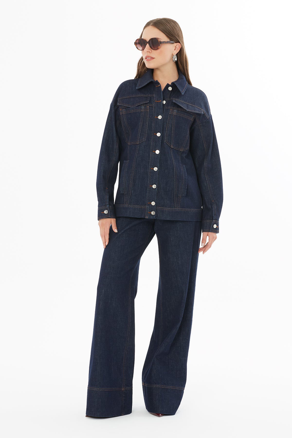 Dikiş Detaylı Denim Ceket