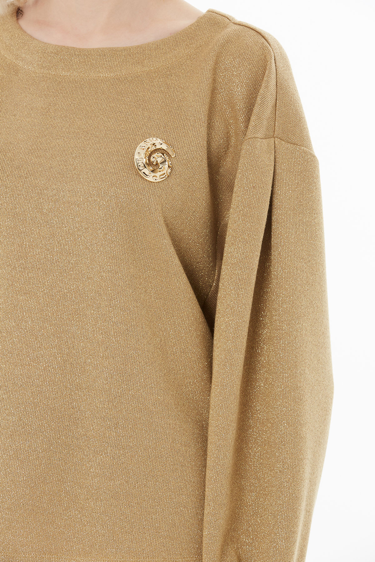 Broş Detaylı Beli Lastikli Simli Eşofman Takımı