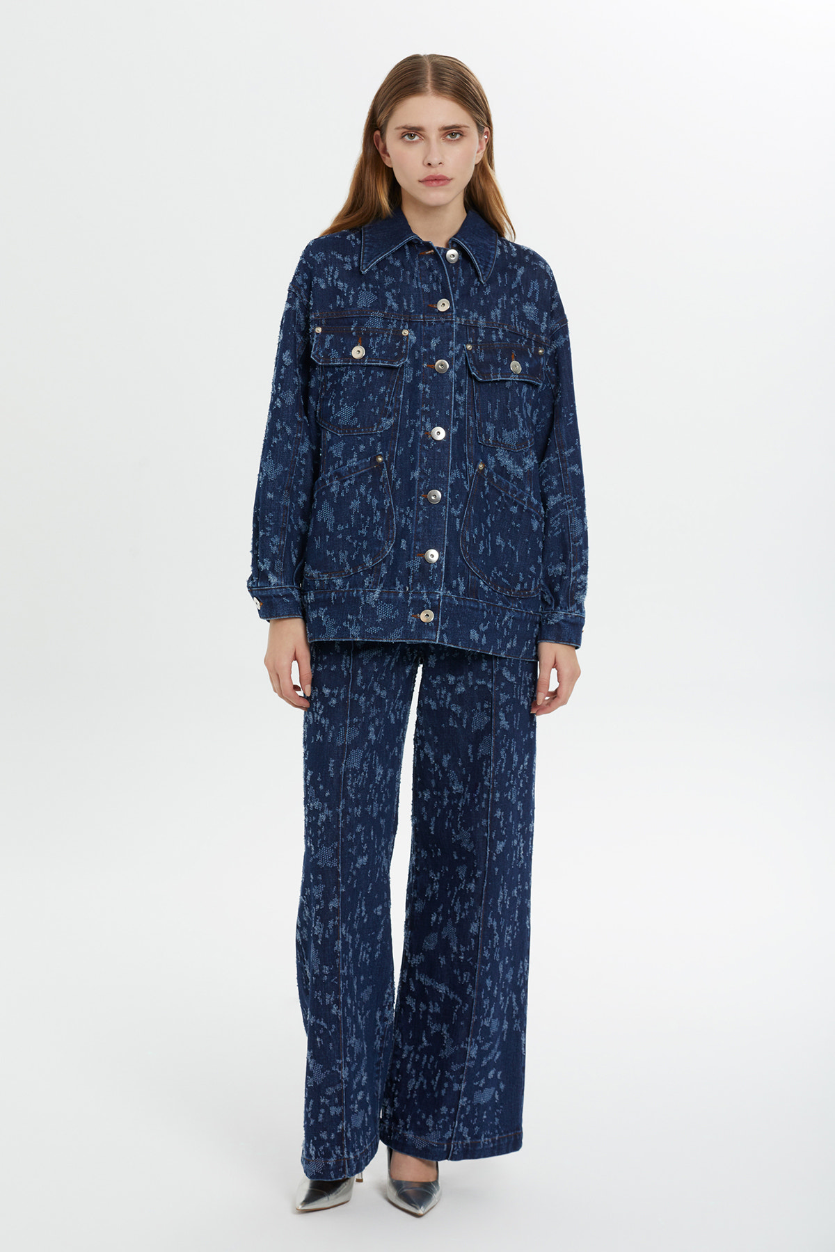 Desenli Denim Ceket