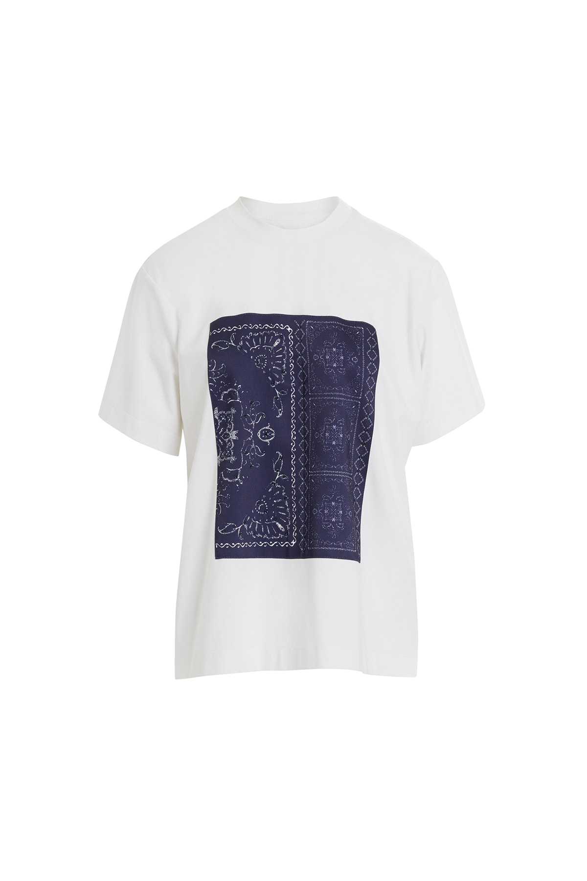 Önü Pano Desenli Garnili Yarım Kollu Klasik T-shirt