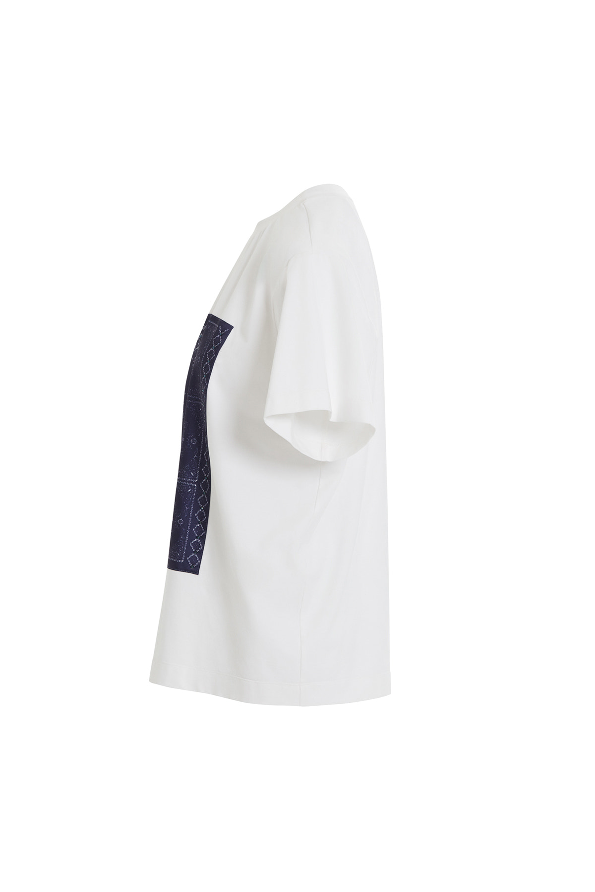Önü Pano Desenli Garnili Yarım Kollu Klasik T-shirt