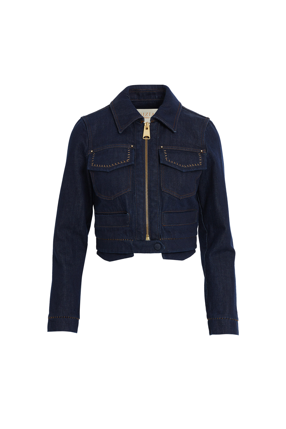 Zımba Detaylı Kısa Denim Ceket