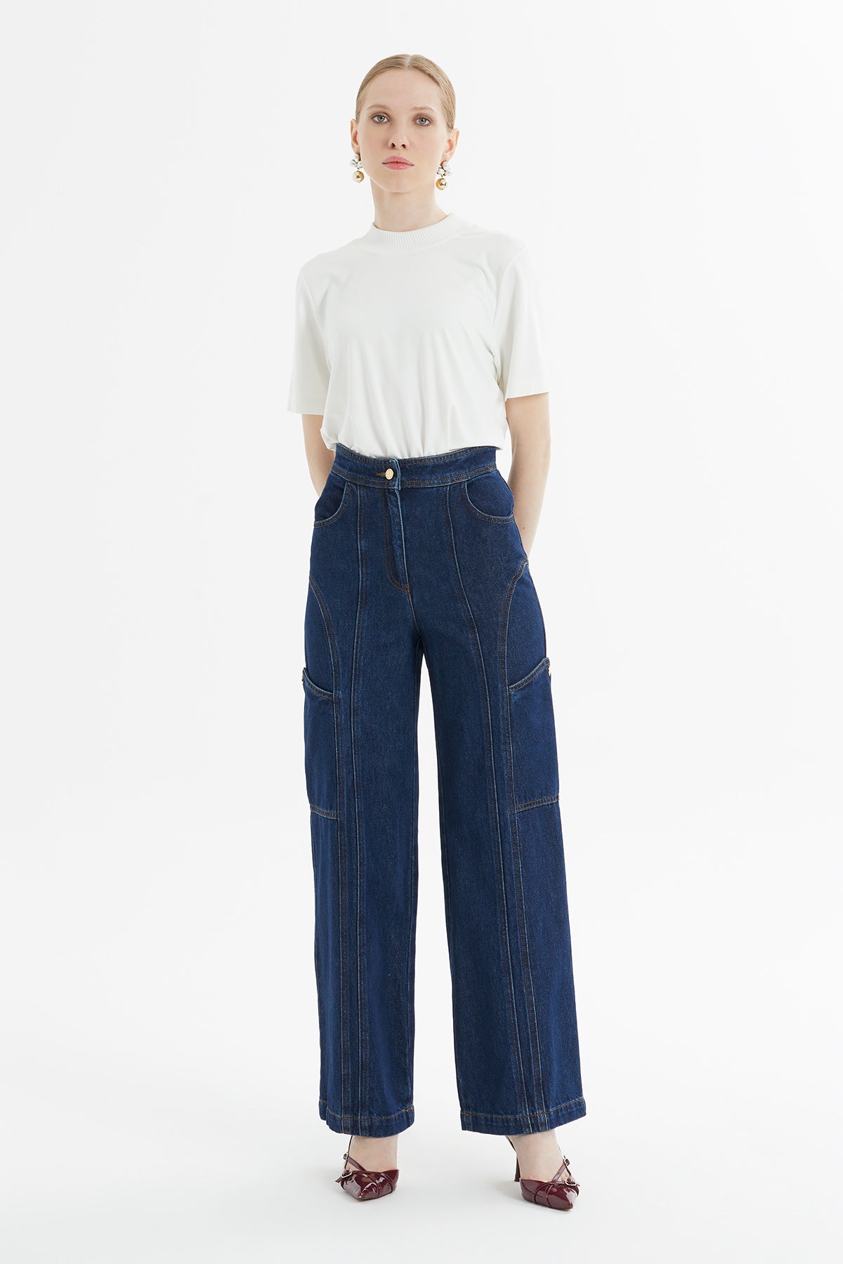 Parçalı Kargo Jean Pantolon