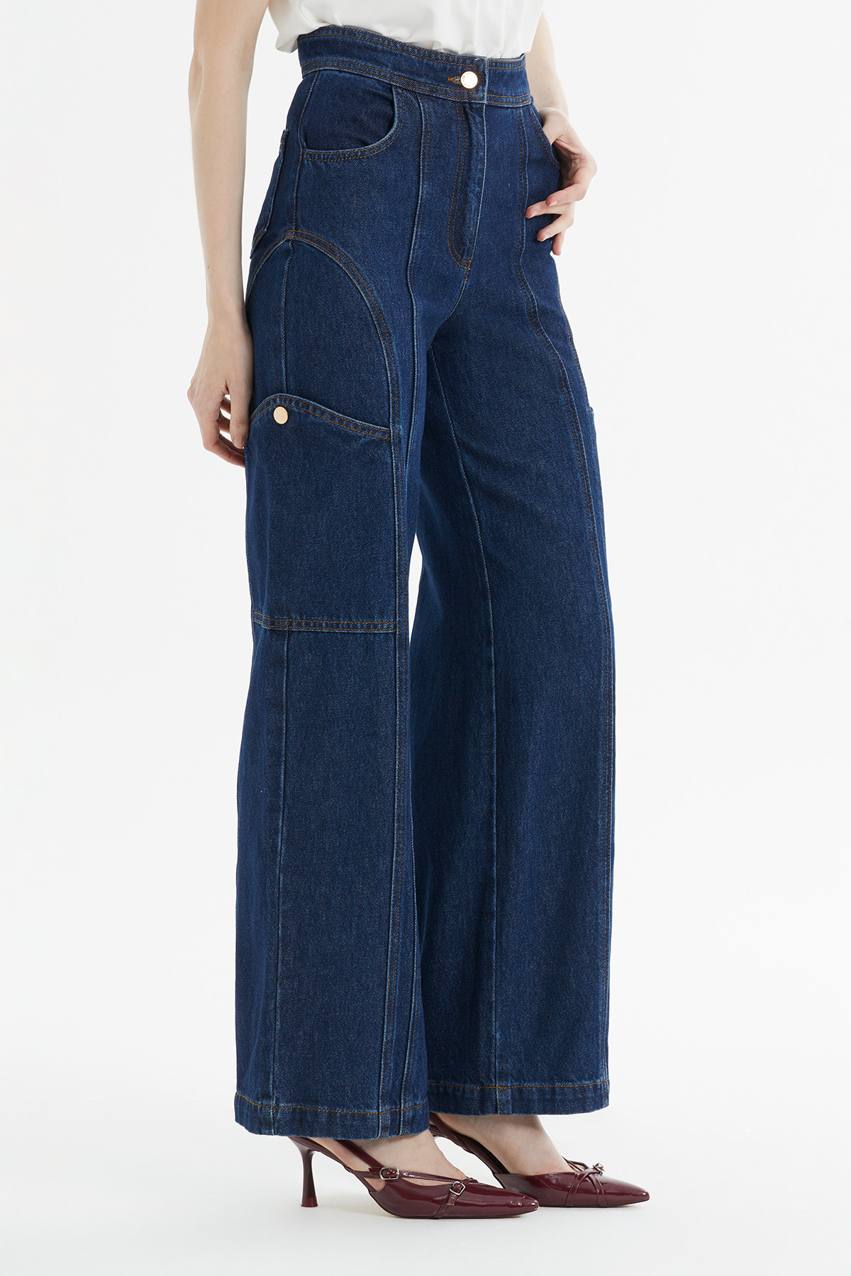 Parçalı Kargo Jean Pantolon
