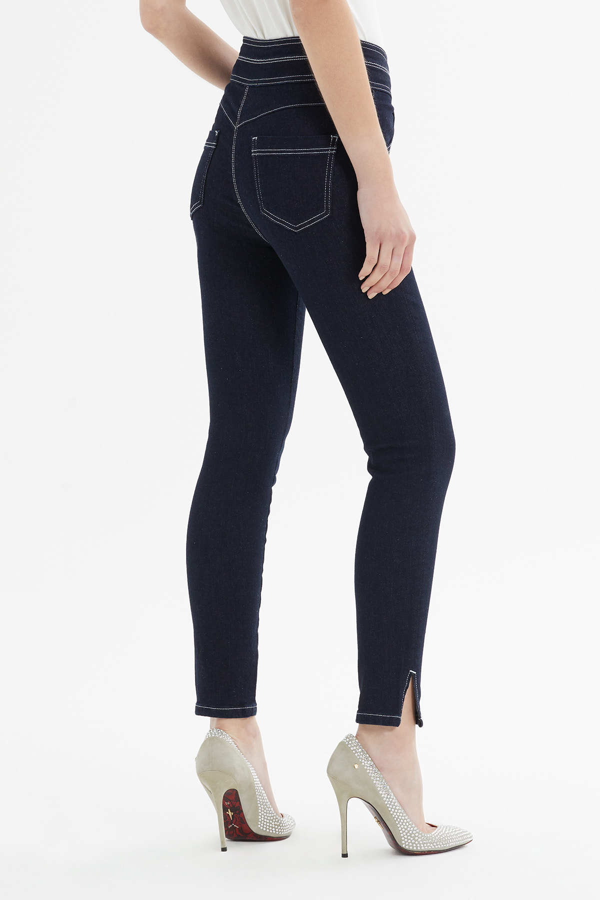 Yırtmaçlı Slim Fit Jean Pantolon