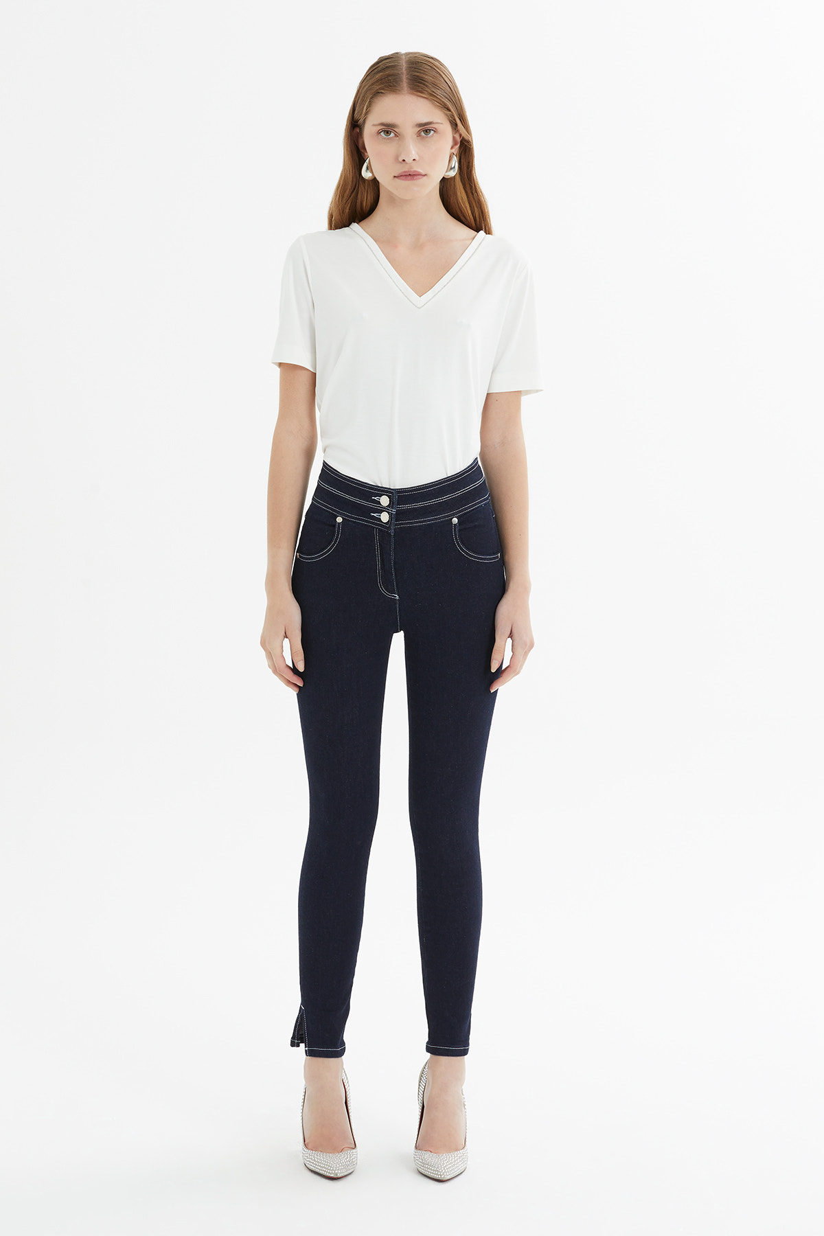Yırtmaçlı Slim Fit Jean Pantolon