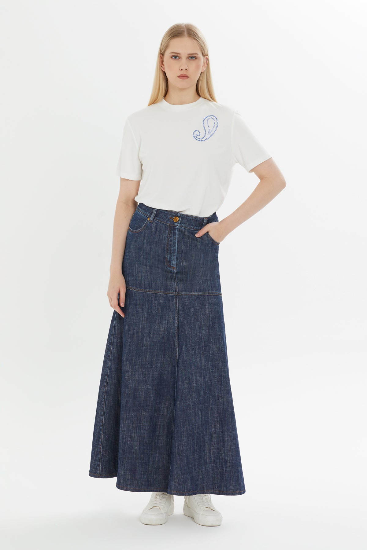 Uzun Denim Etek