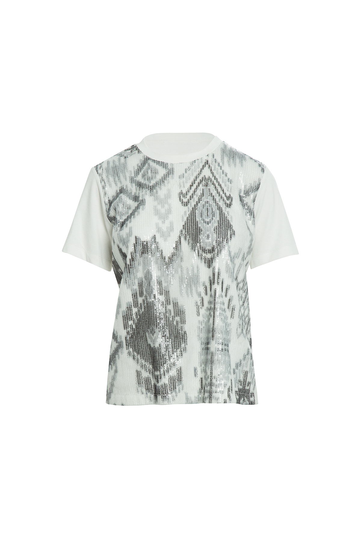 Yuvarlak Yaka Ve Kısa Kollu Desenli T-Shirt