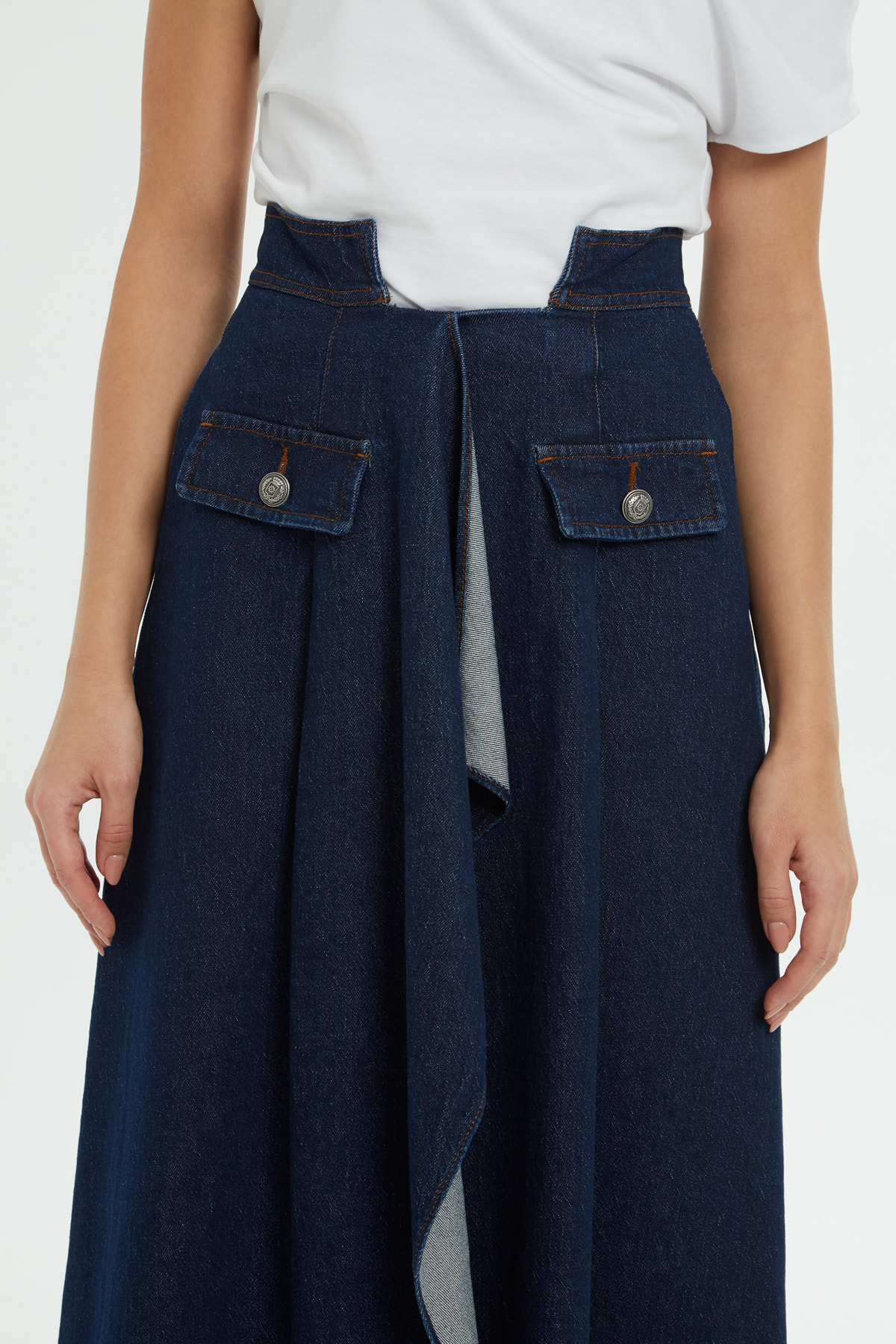 Süs Cepli Denim Etek