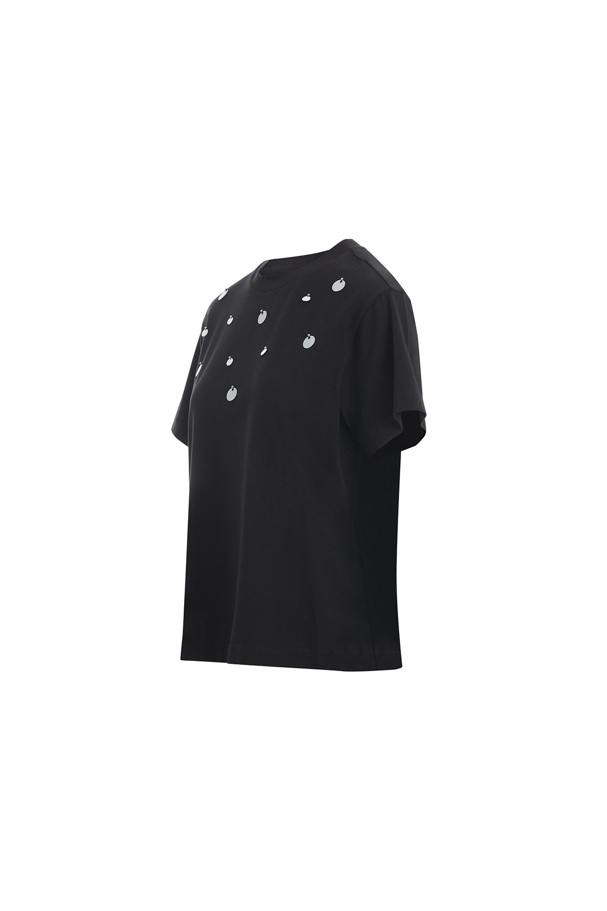 Kırmızı Payet Detaylı Siyah T-Shirt