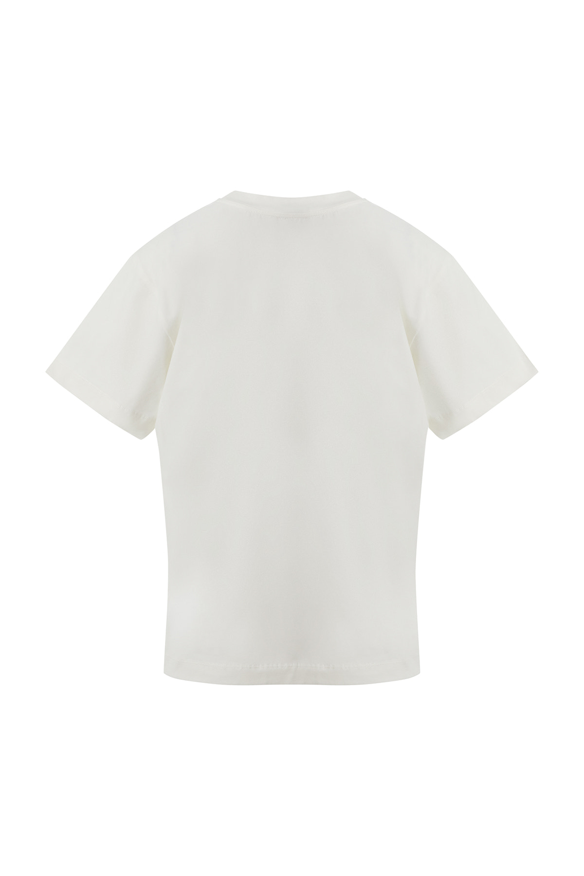 Kırmızı Payet Detaylı Ekru T-Shirt