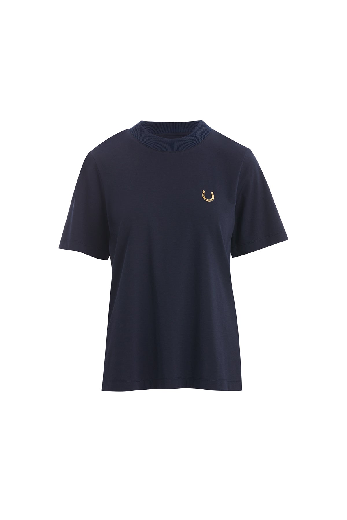 Triko Yaka Nal Detaylı Lacivert T-Shirt