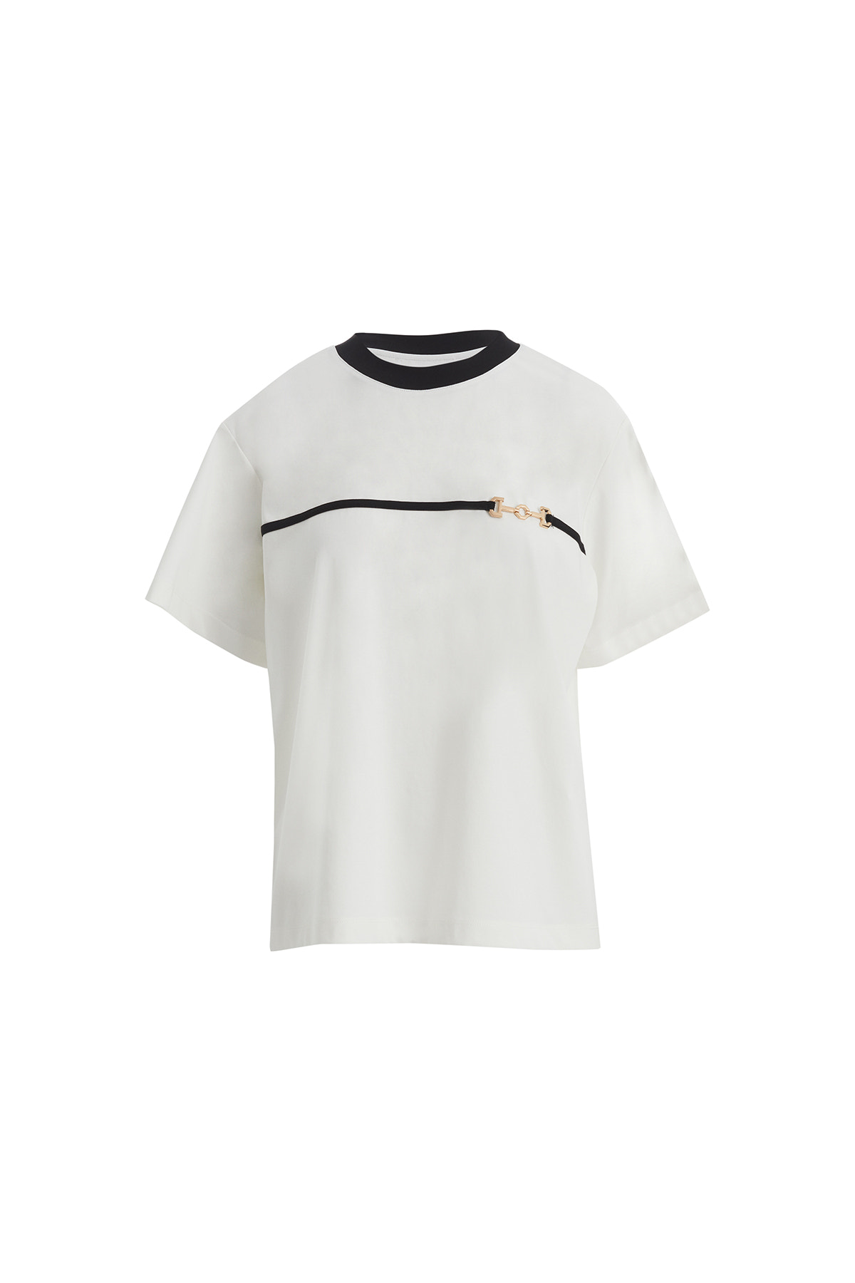 Şerit Ve Aksesuar Detaylı Ekru T-Shirt