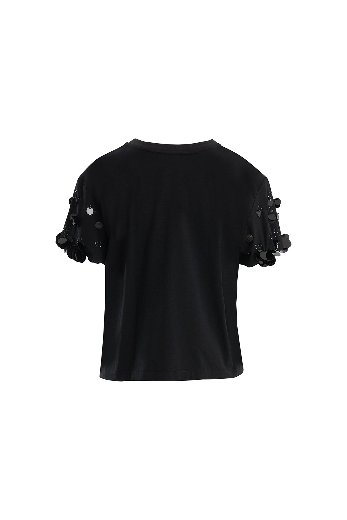 Kısa Kollu İşlemeli Siyah T-Shirt