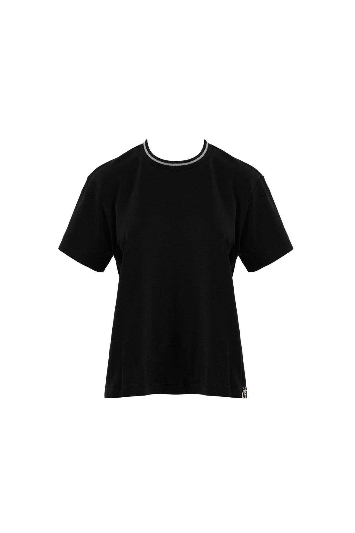 Tül Detaylı Siyah T-Shirt