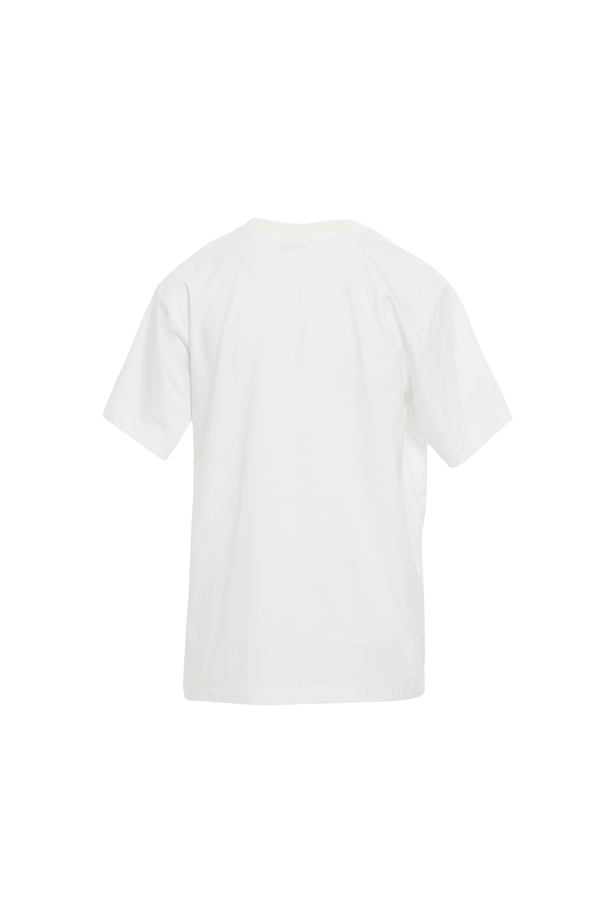 Yuvarlak Yaka Organze Volanlı Kısa Kollu Beyaz T-shirt