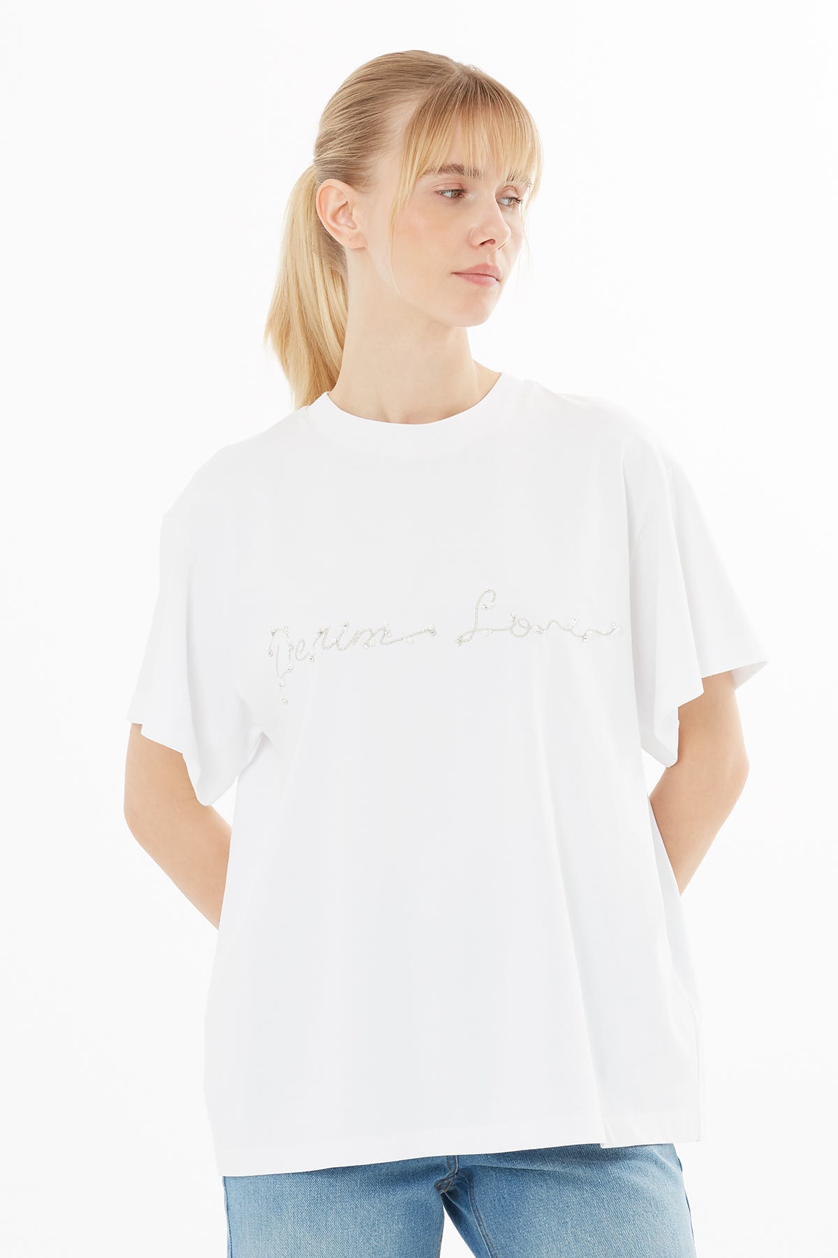 Simli Nakışlı T-shirt