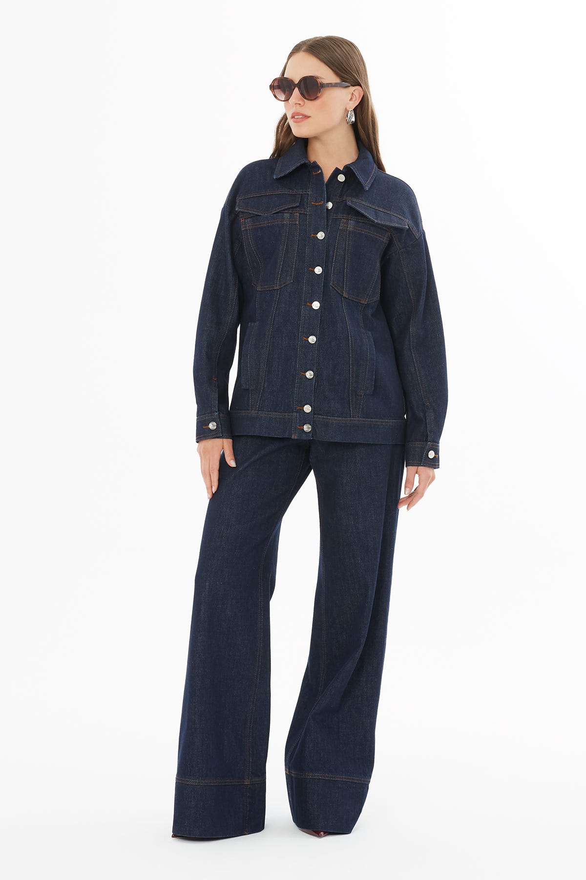 Dikiş Detaylı  Denim Ceket
