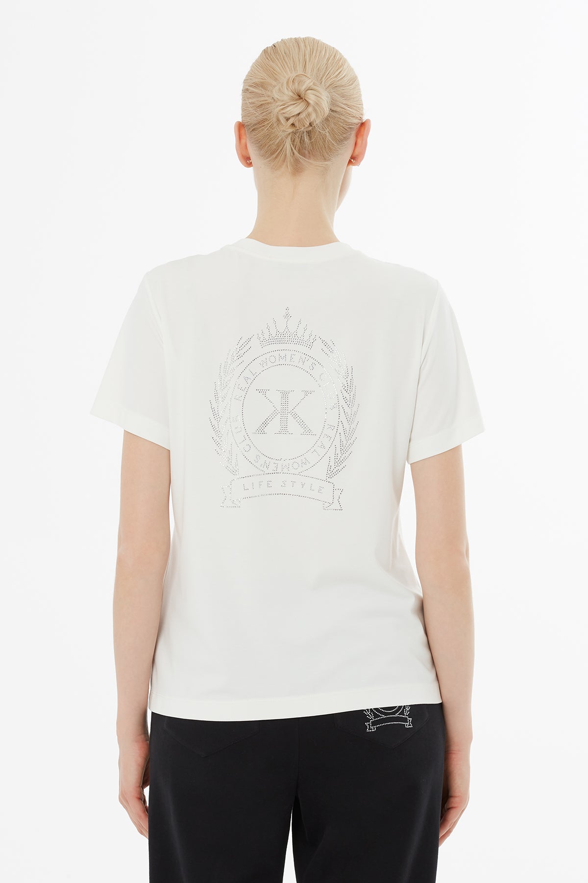Önü Fermuarlı Arkada Baskılı T-Shirt