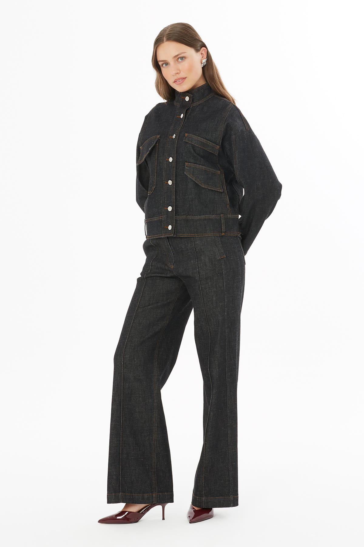 Gömlek Yakalı Çıtçıt Kapamalı Denim Ceket