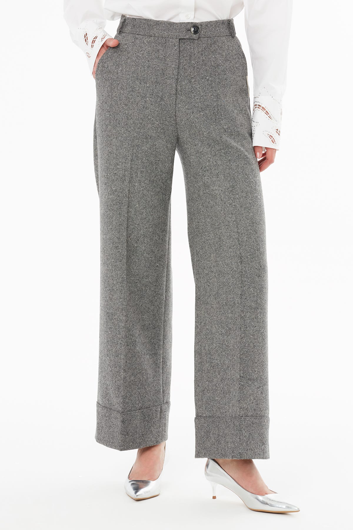 Yüksek Bel Boru Paça Pantolon