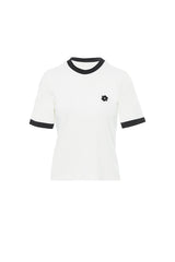 Broşlu Yaka Ve Kol Bantları Garnili T-Shirt