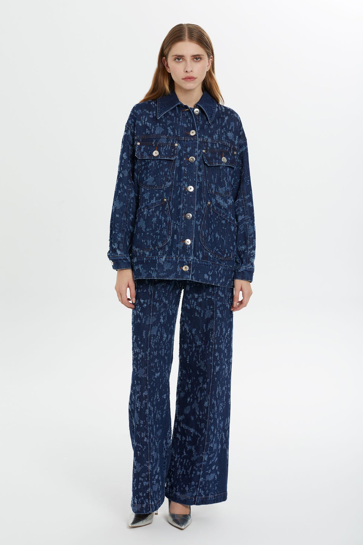 Desenli Denim Ceket