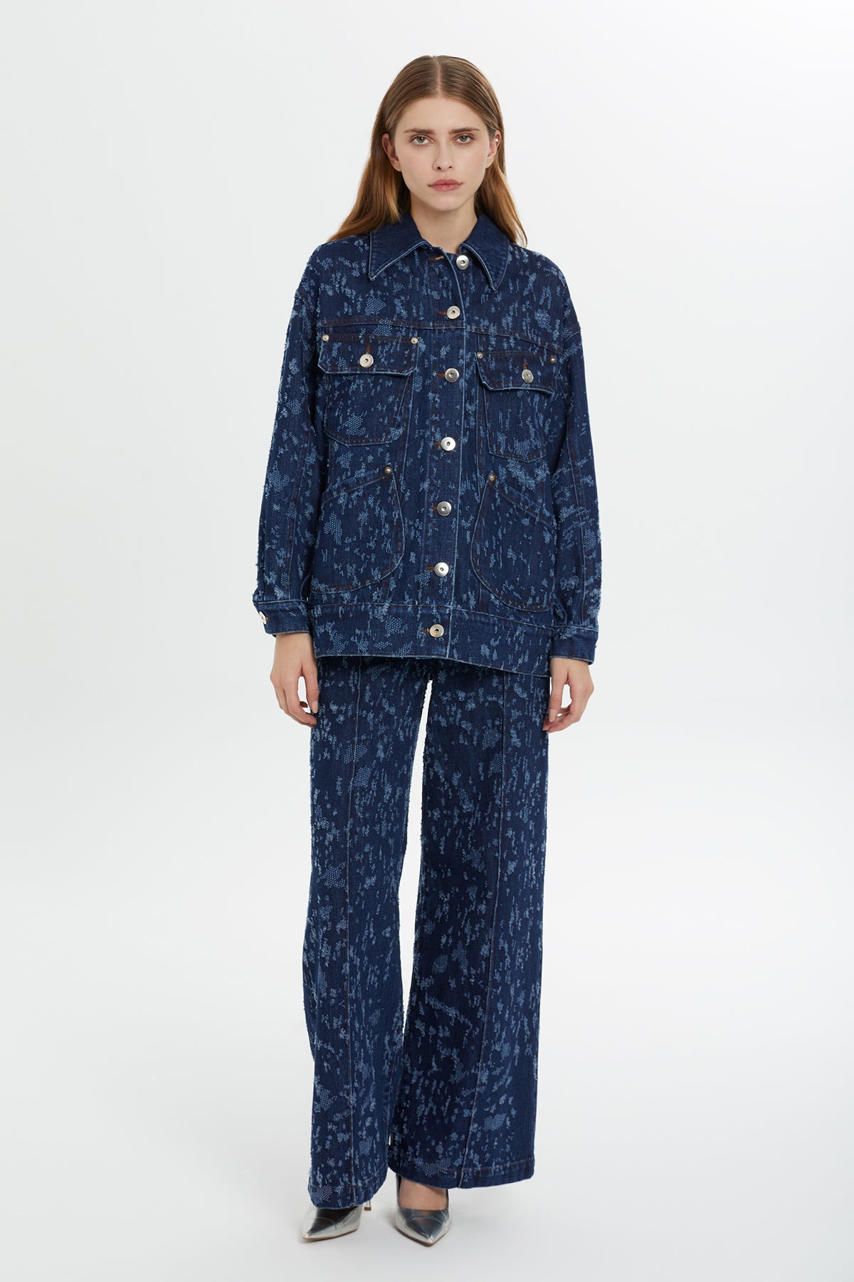 Desenli Denim Ceket