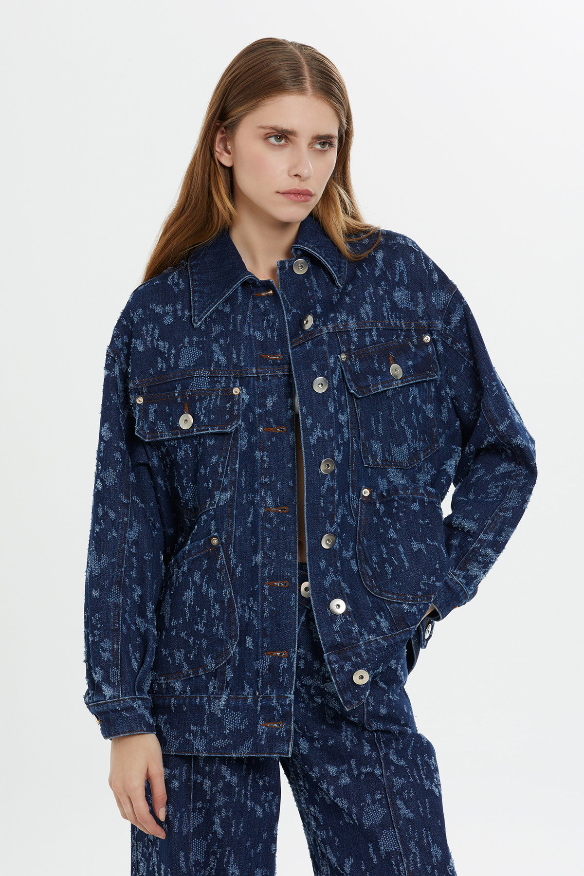 Desenli Denim Ceket