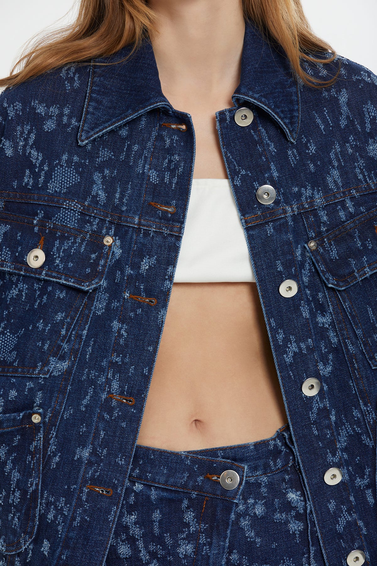 Desenli Denim Ceket