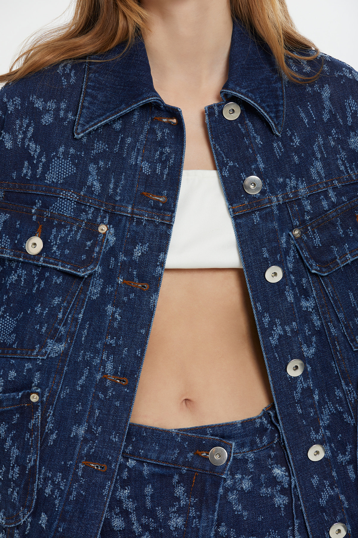 Desenli Denim Ceket