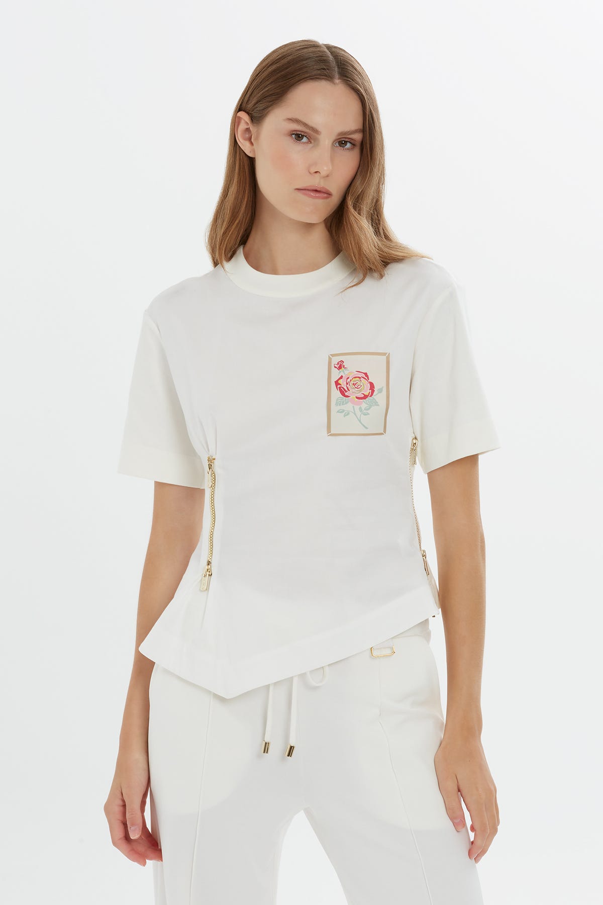 Fermuar Detaylı Kısa Kollu T-shirt