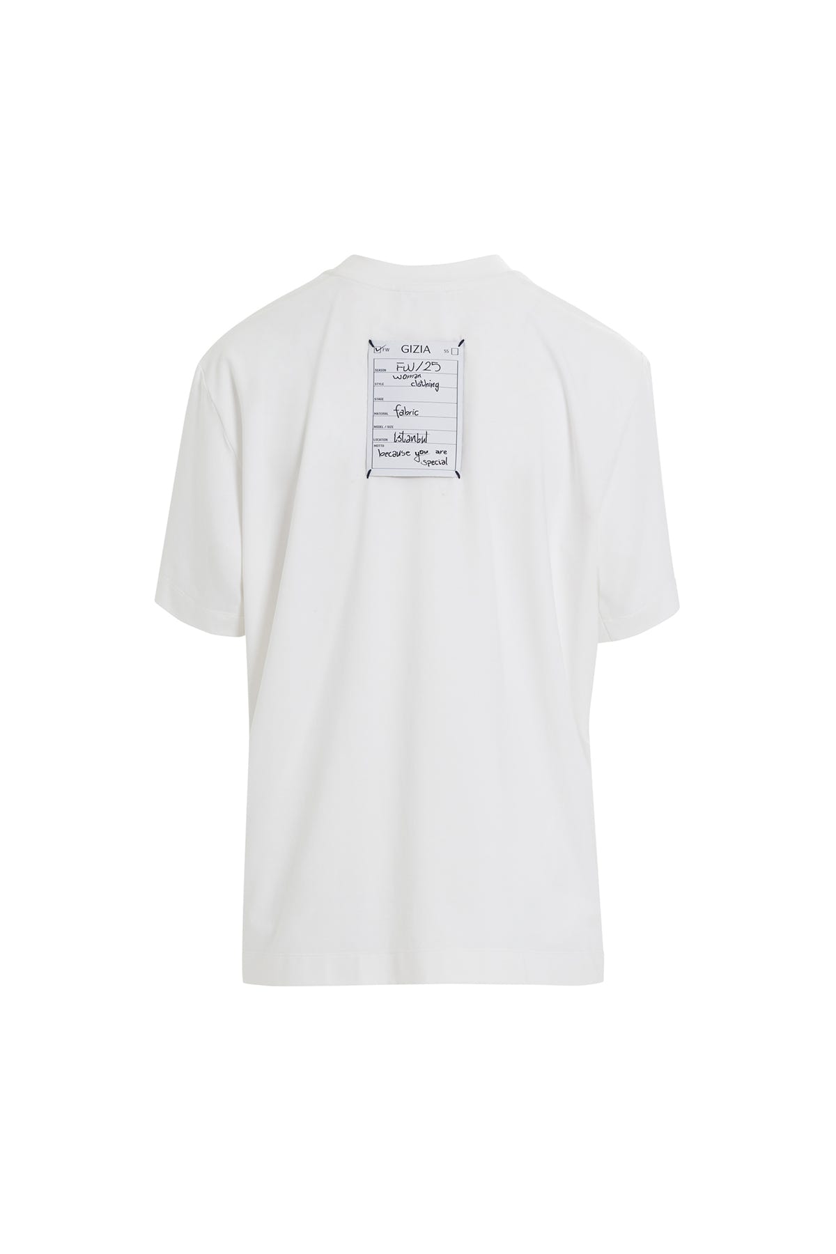 Önü Pano Desenli Garnili Yarım Kollu Klasik T-shirt