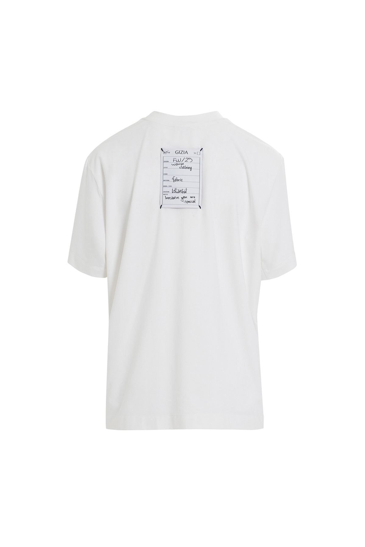 Önü Pano Desenli Garnili Yarım Kollu Klasik T-shirt