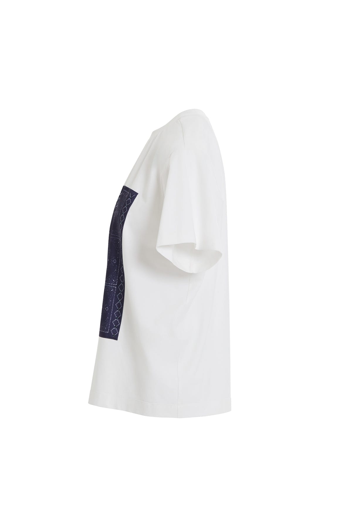 Önü Pano Desenli Garnili Yarım Kollu Klasik T-shirt