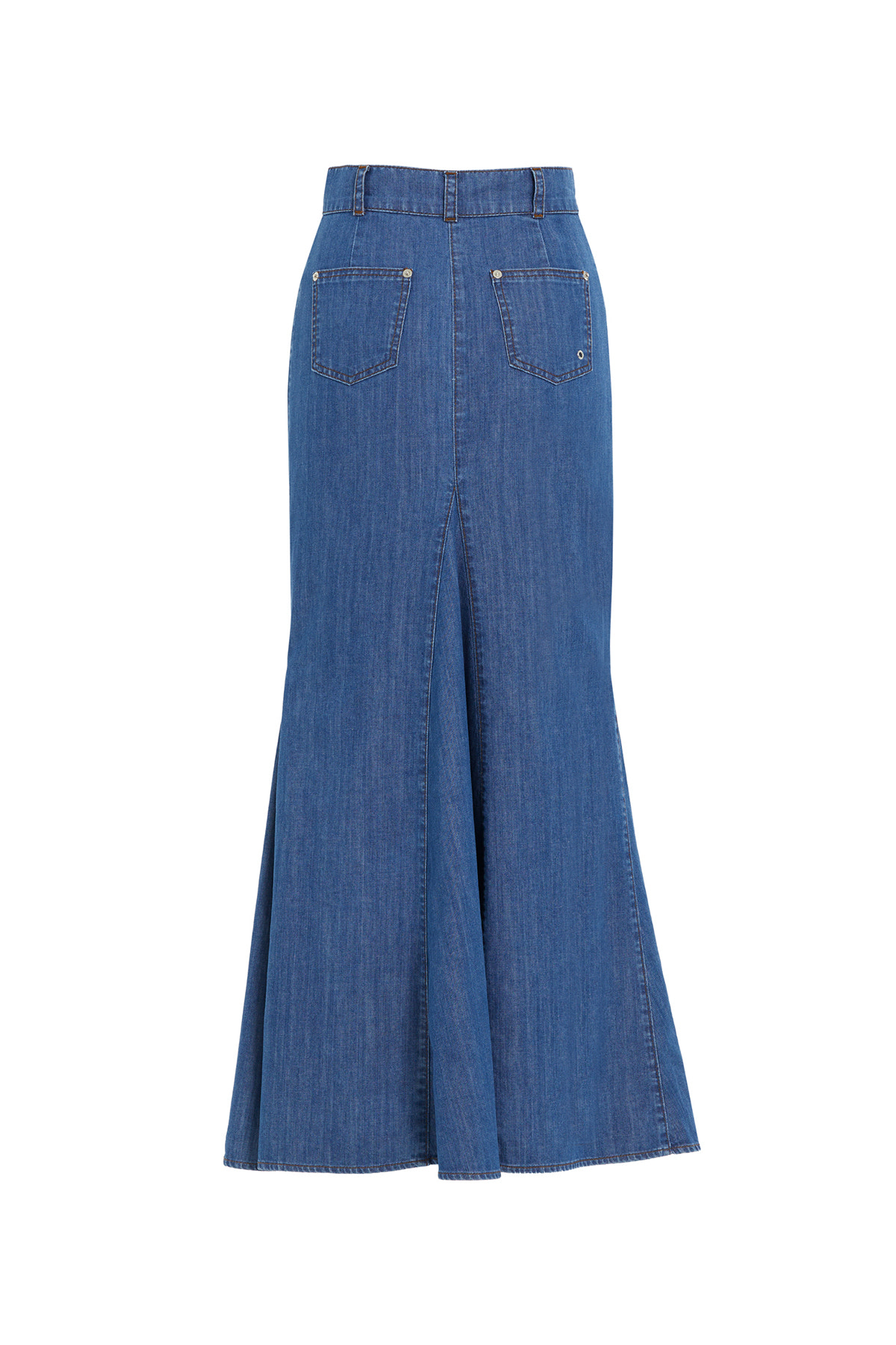 Kemer Detaylı Uzun Denim Etek