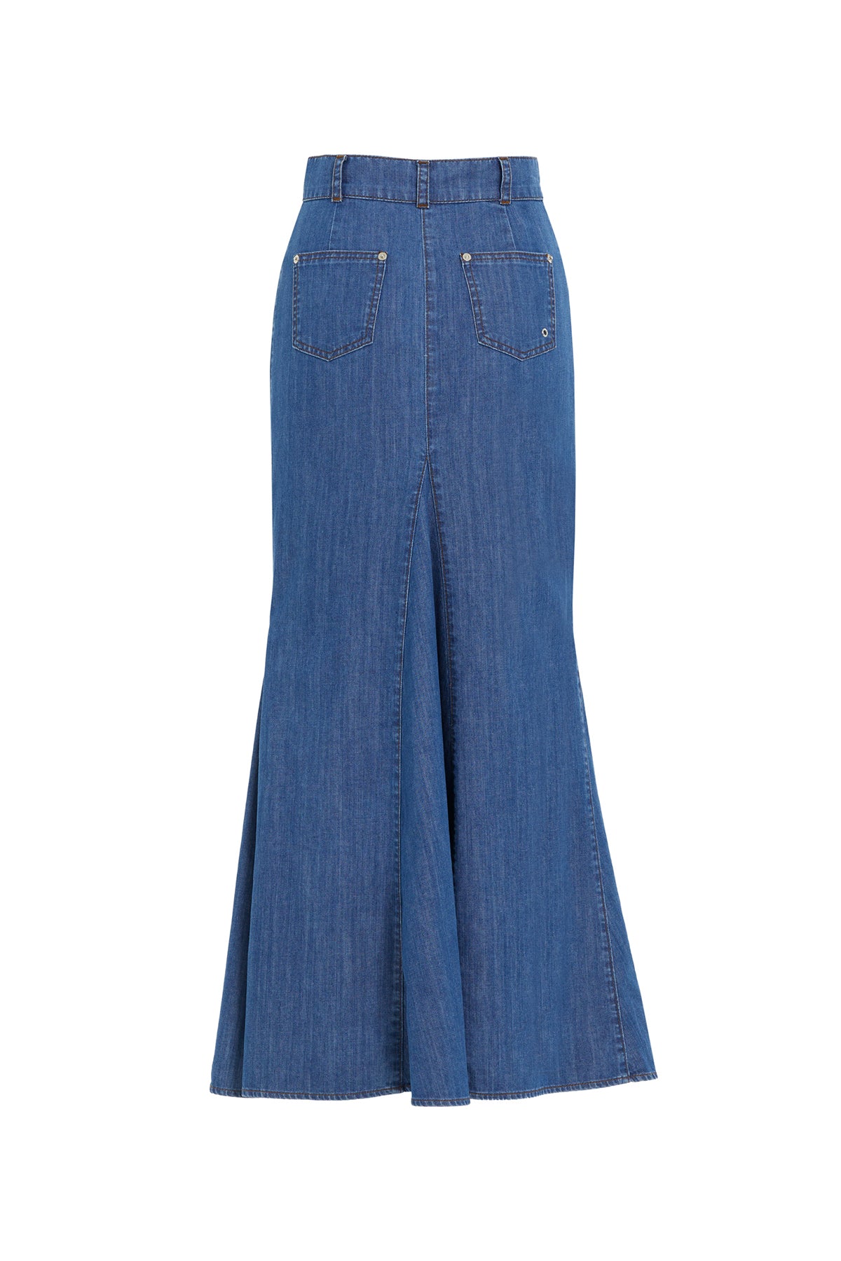 Kemer Detaylı Uzun Denim Etek