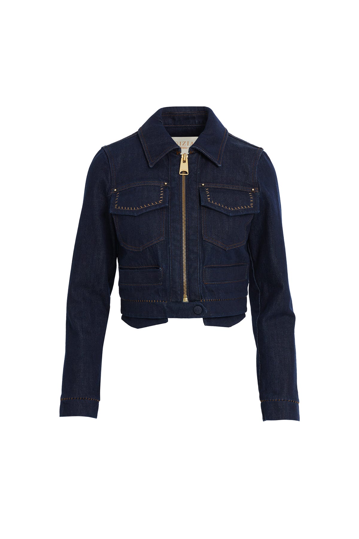 Zımba Detaylı Kısa Denim Ceket