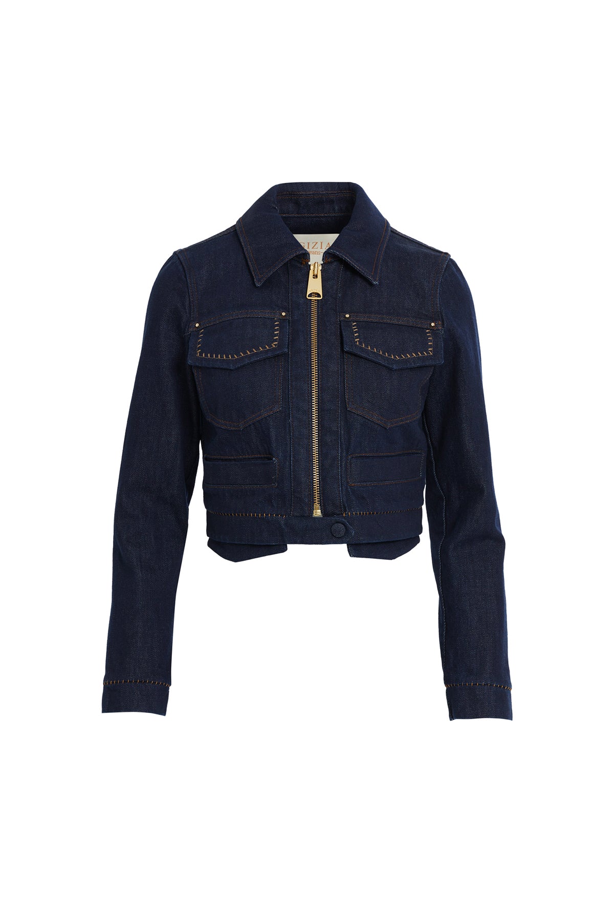 Zımba Detaylı Kısa Denim Ceket