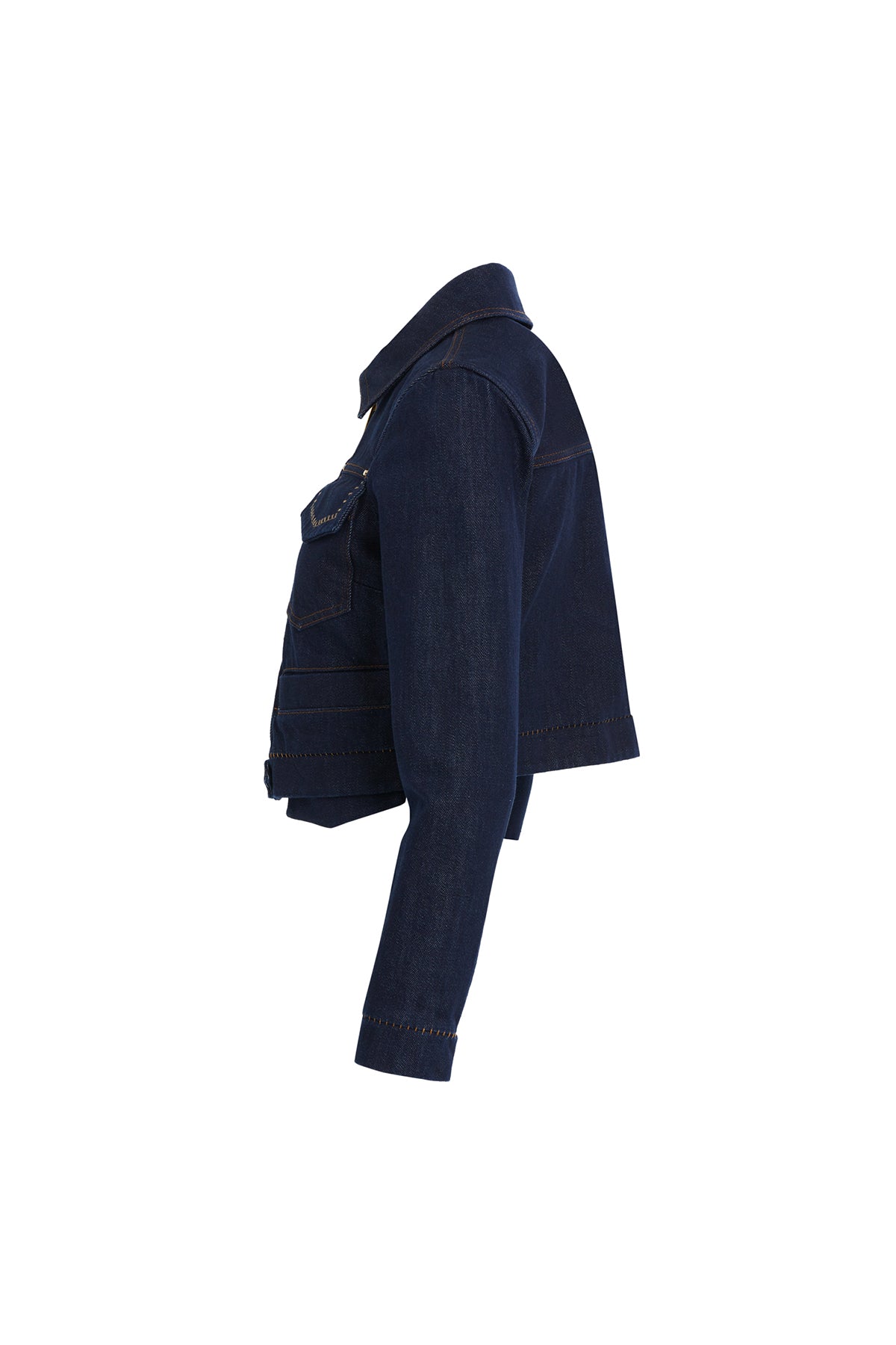 Zımba Detaylı Kısa Denim Ceket