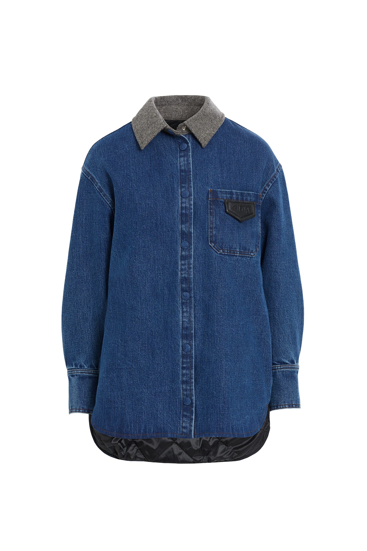 Kontrast Yaka Detaylı Denim Gömlek