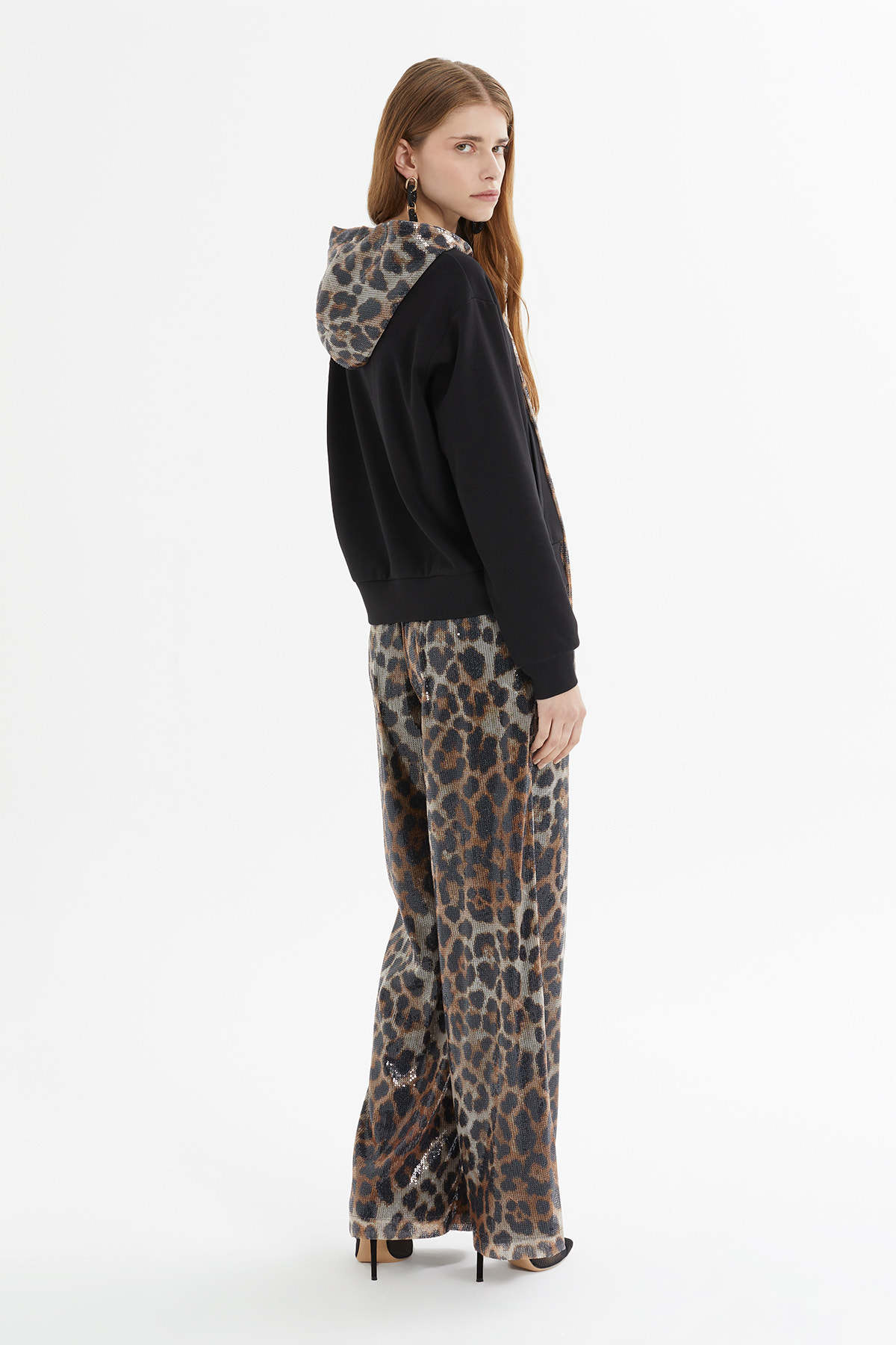 Leopar Desenli Hırka Pantolon Takım