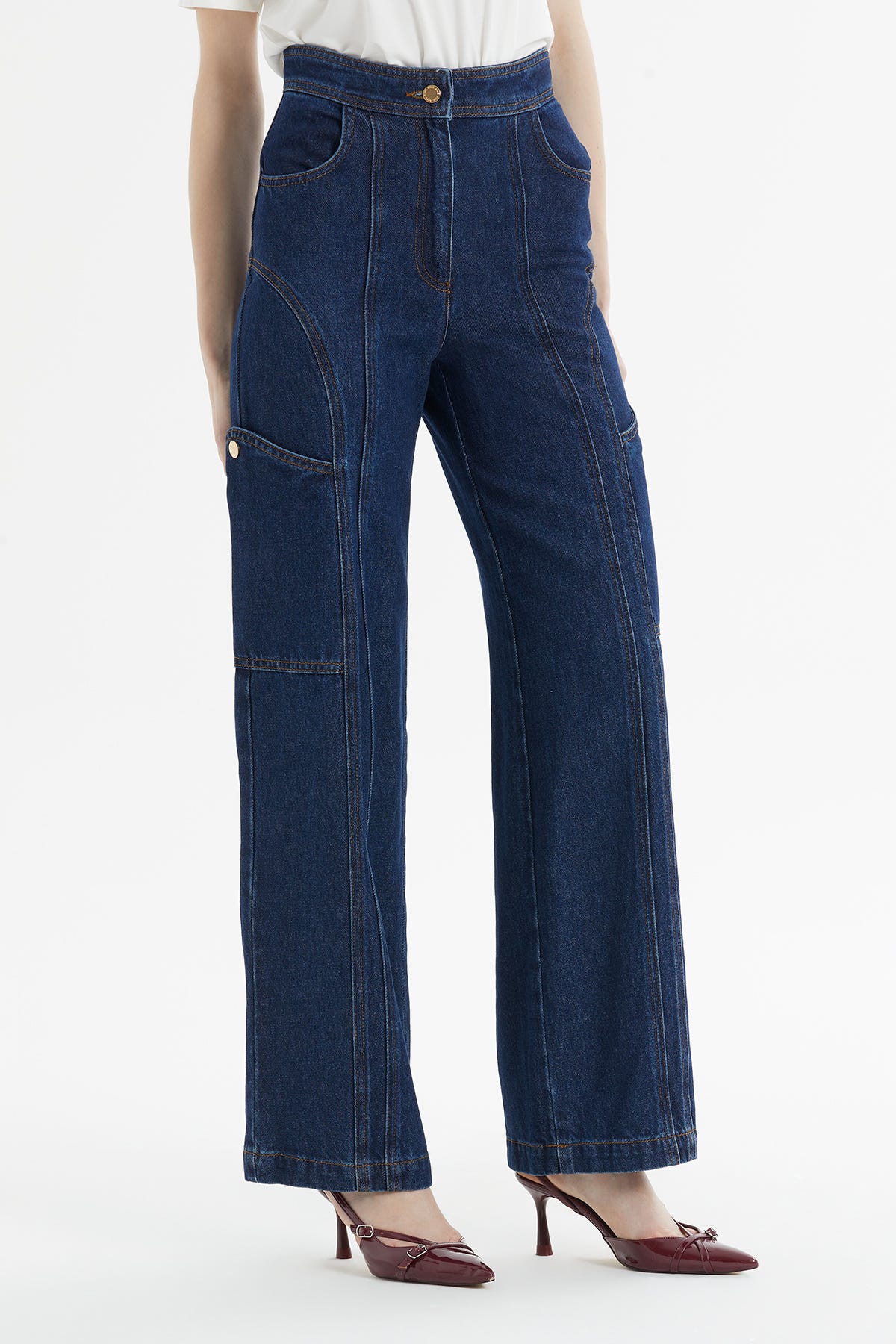 Parçalı Kargo Jean Pantolon