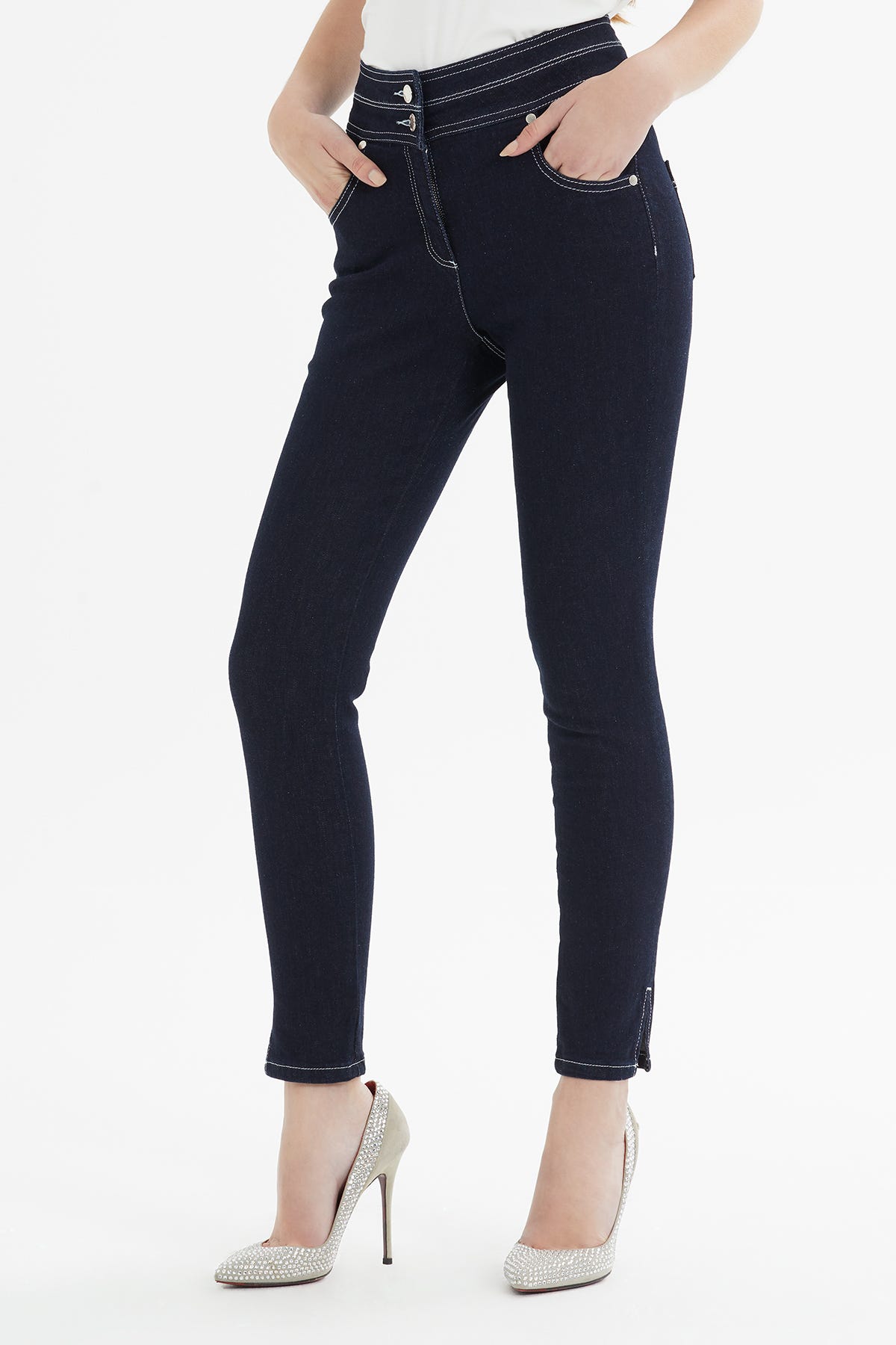 Yırtmaçlı Slim Fit Jean Pantolon