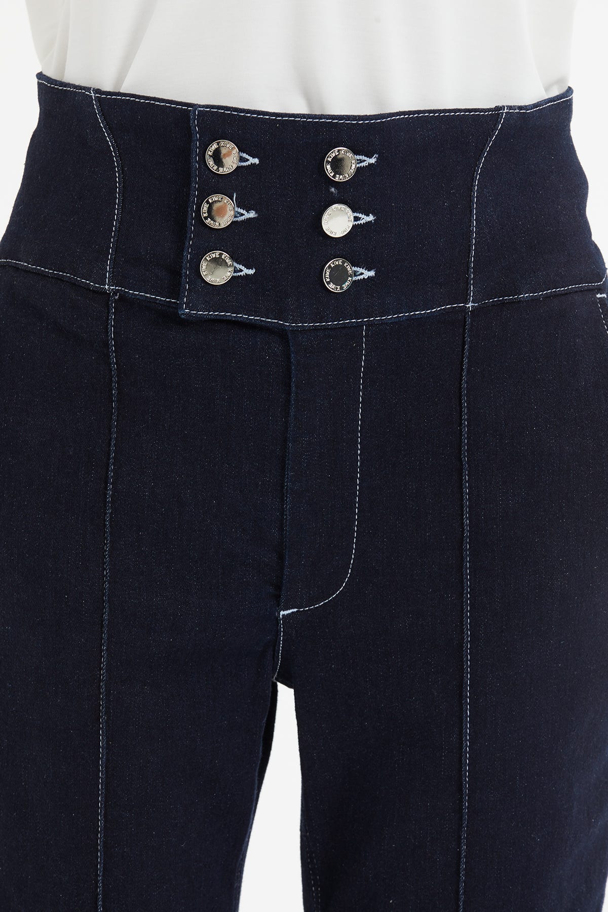 Kruvaze Kapama Kontrast Dikiş Jean