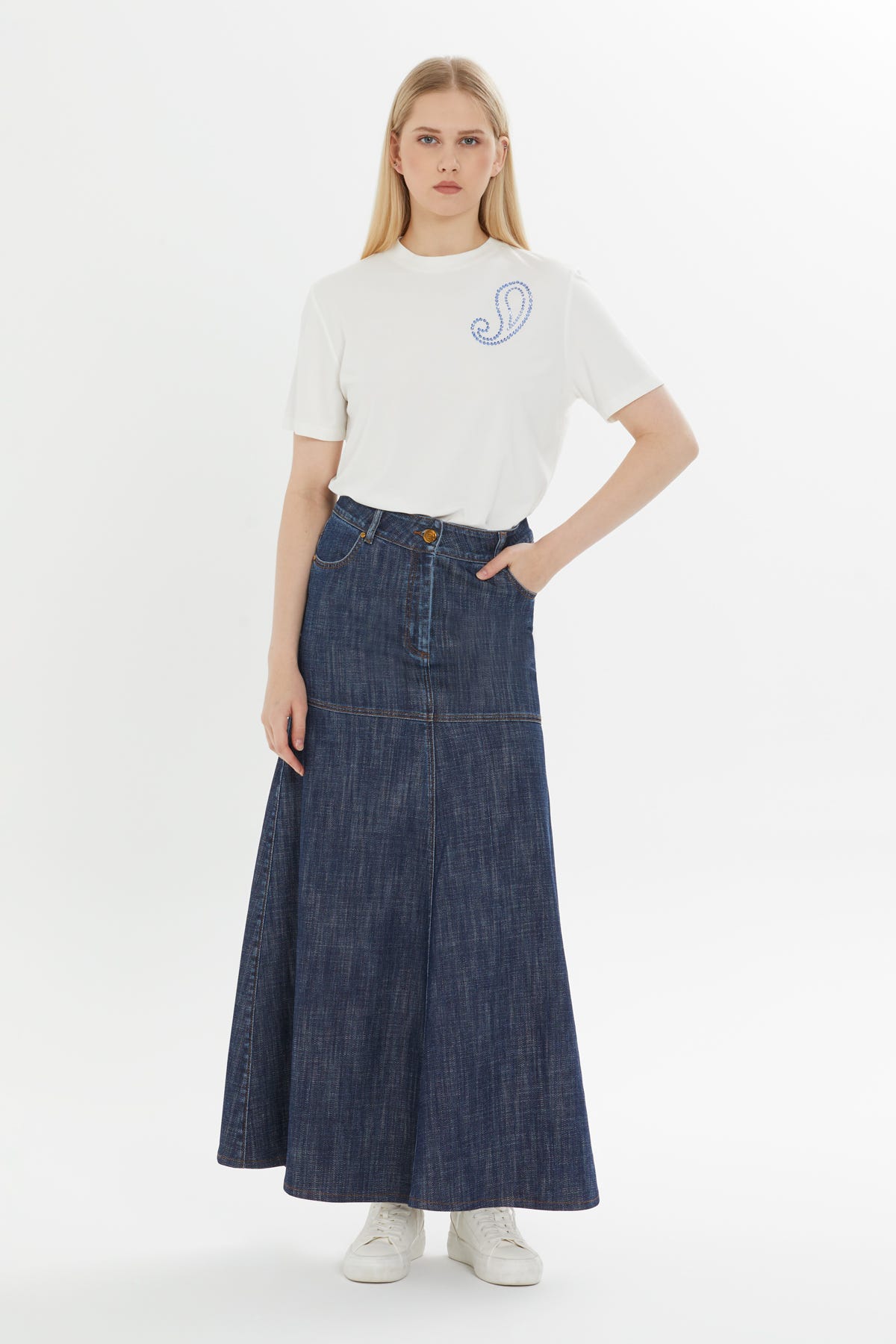 Uzun Denim Etek