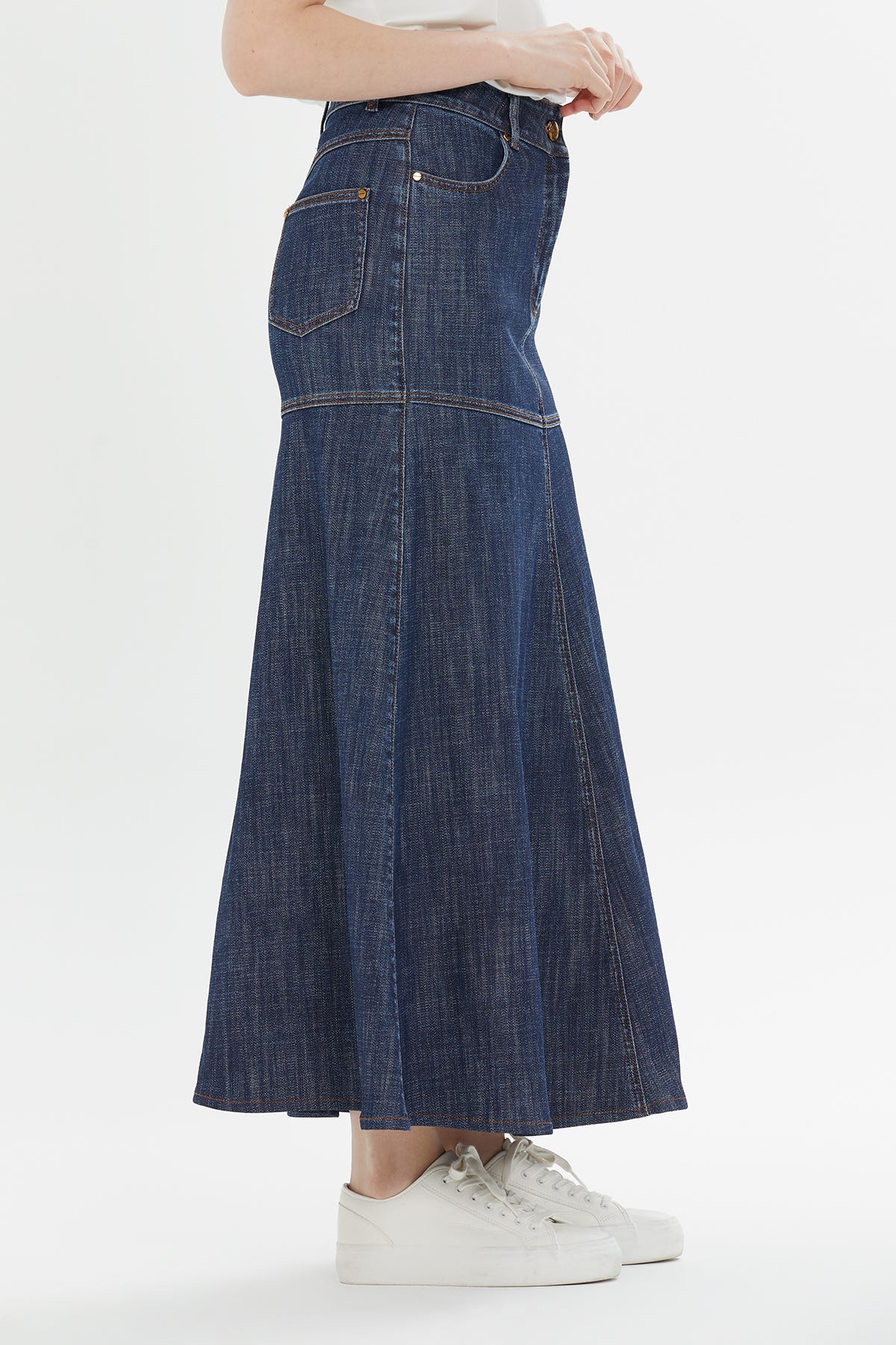 Uzun Denim Etek