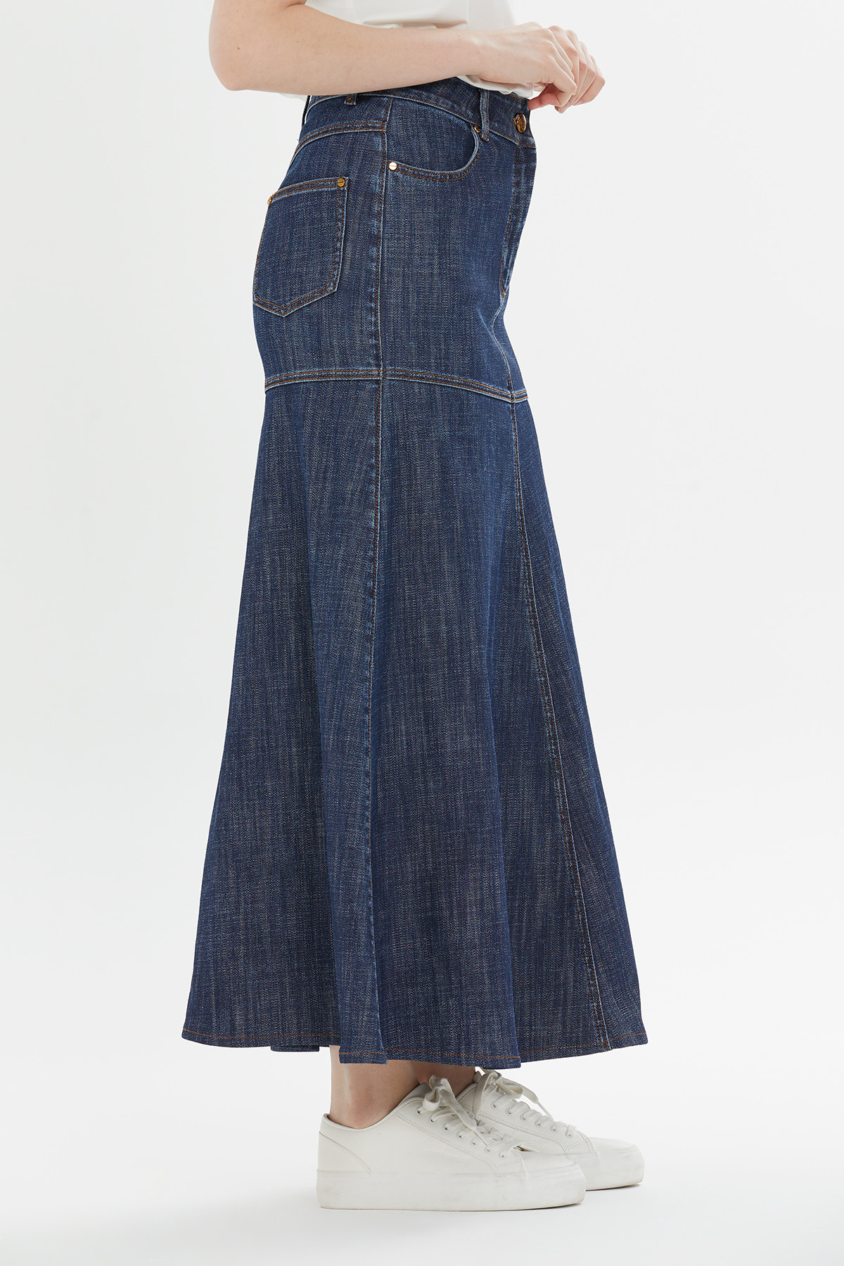 Uzun Denim Etek