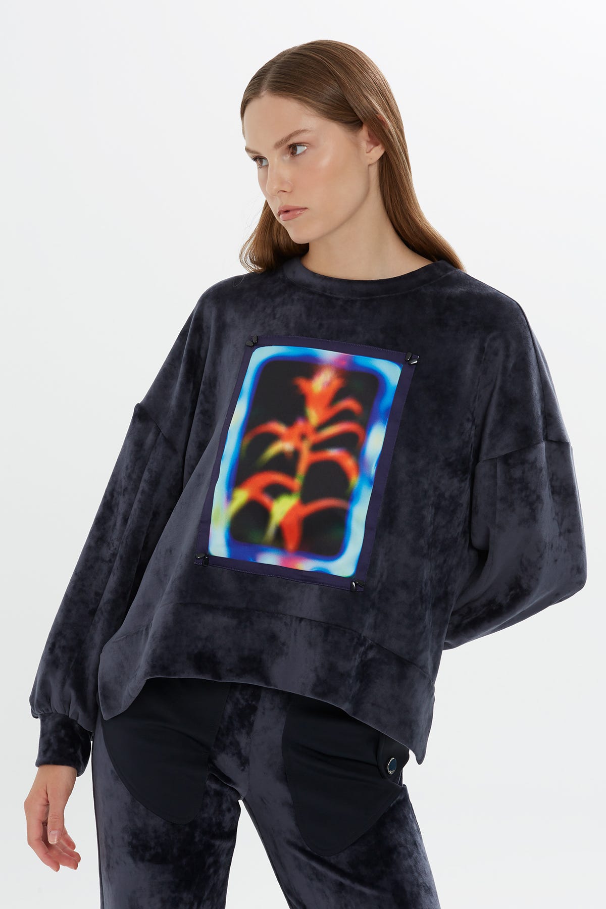 Termal Baskılı Kadife Sweatshirt